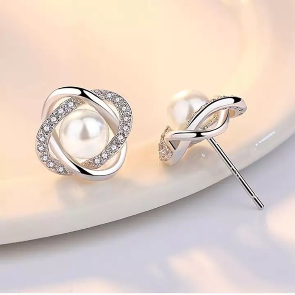 Sterling Silver Pearl Earrings - Picture 5 of 5